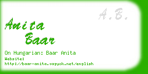 anita baar business card